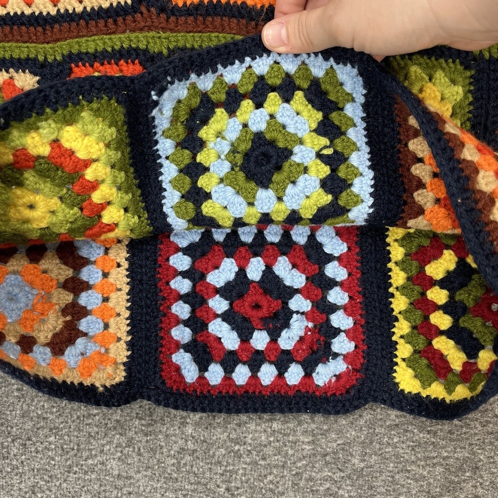 Vintage Handmade Granny Square Crochet Tank Top Women's Small Hippie Colorblock - Picture 5 of 10